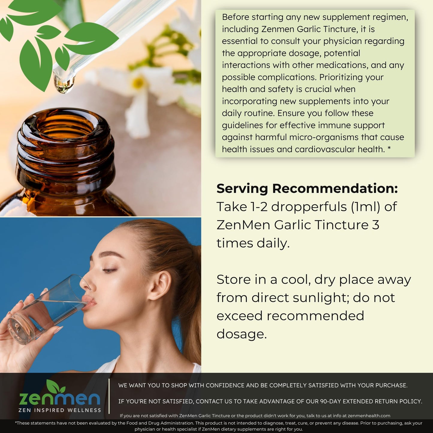 Zenmen Organic Garlic Cloves Extract (Odorless Tincture) – Immune Support, Antioxidants, 2.32 oz / 60 ml – Vegan – Made in USA
