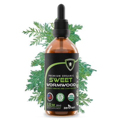 Zenmen Organic Sweet Wormwood Extract (Artemisia Annua) — Immune Support & Antioxidants | 2.32 oz / 60 ml, Vegan, Made in USA