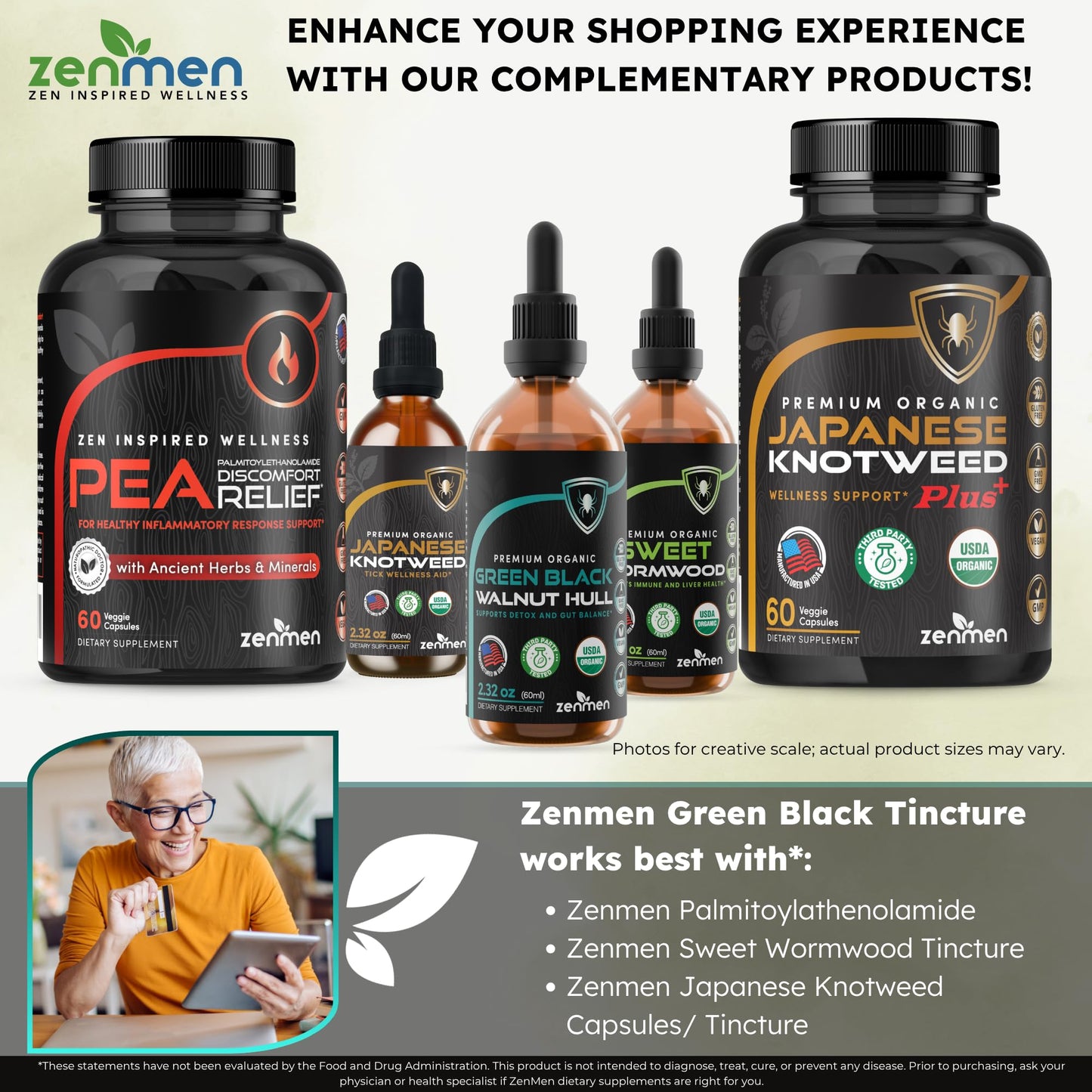 Zenmen Organic Green Black Walnut Hull Tincture – Highly Potent Formula, Antioxidants, 2.32 oz / 60 ml – Vegan – Made in USA