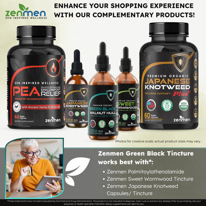 Zenmen Organic Green Black Walnut Hull Tincture – Highly Potent Formula, Antioxidants, 2.32 oz / 60 ml – Vegan – Made in USA