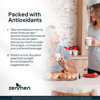 Zenmen Organic Sweet Wormwood Extract (Artemisia Annua) — Immune Support & Antioxidants | 2.32 oz / 60 ml, Vegan, Made in USA