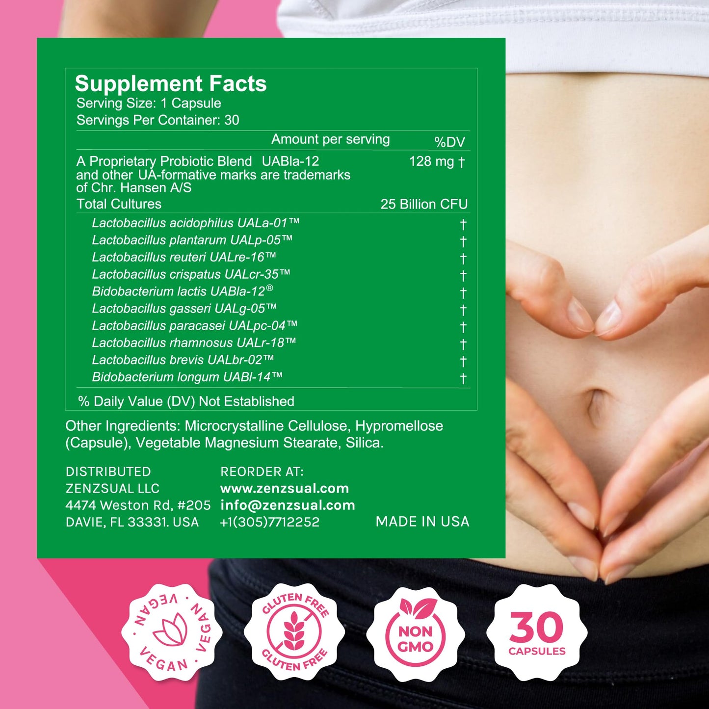 ZENZSUAL Zenbiotic Probiotics for Women – 25B CFU, Vaginal Health & pH Balance | 30 Vegan Capsules