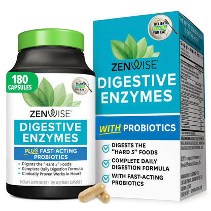 Zenwise Health Digestive Enzymes for Gut Health & Bloating Relief - 180 Count