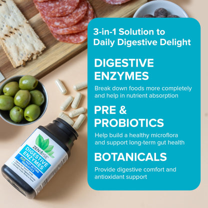Zenwise Health Digestive Enzymes for Gut Health & Bloating Relief - Multi Enzymes Digestion Supplement with Probiotics, Bromelain & Papaya for Digestive Health Support - Men & Women - 60 Count