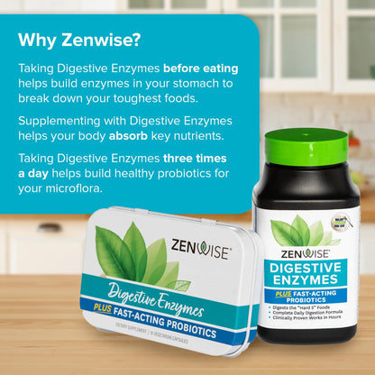 Zenwise Health Digestive Enzymes for Gut Health & Bloating Relief - 180 Count