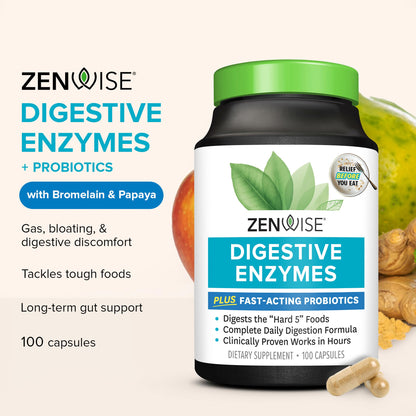 Zenwise Health Digestive Enzymes for Gut Health & Bloating Relief - 100 Count