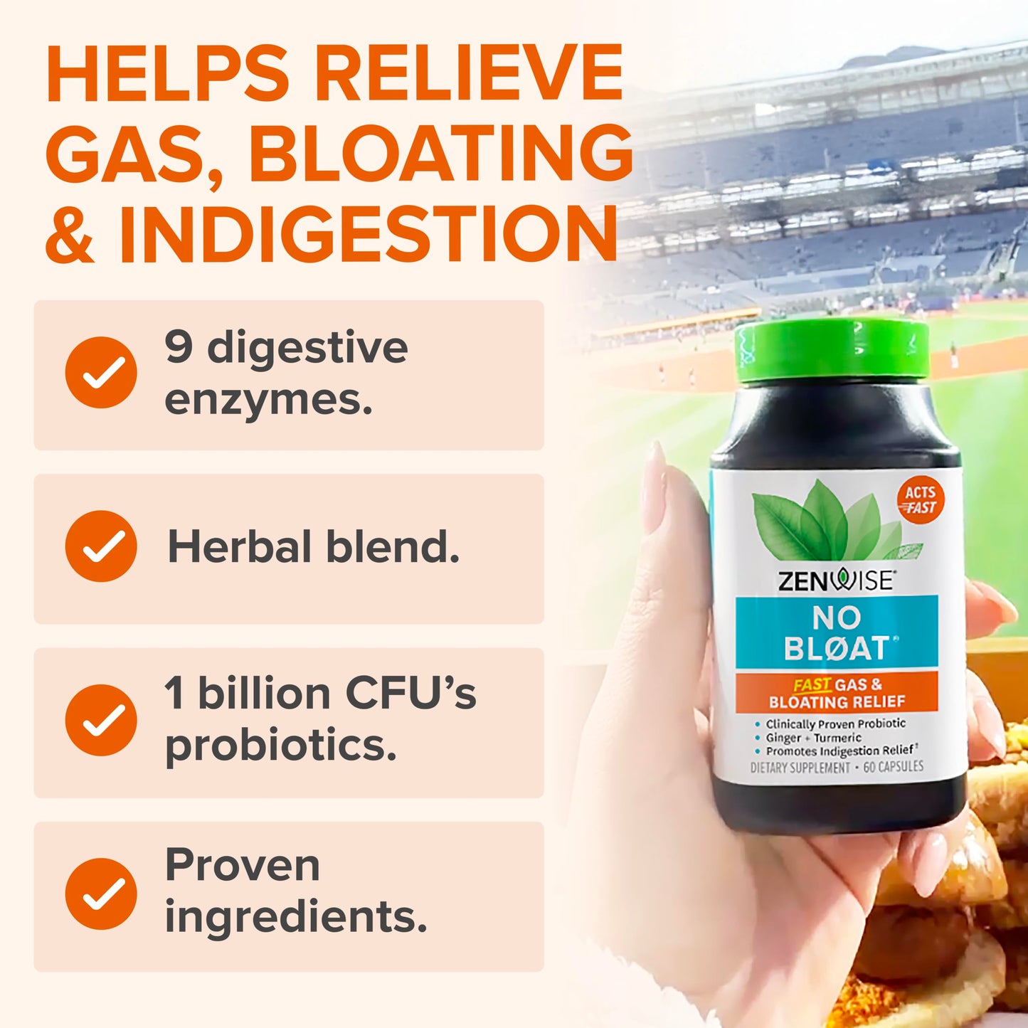 Zenwise Health No Bloat Digestive Enzymes | Gas & Bloating Relief