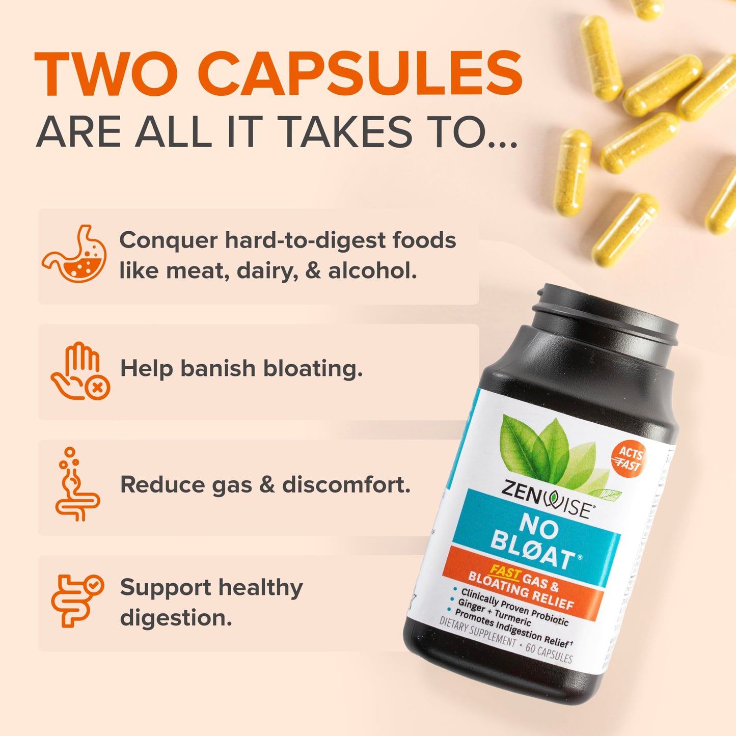 Zenwise Health No Bloat Digestive Enzymes | Gas & Bloating Relief