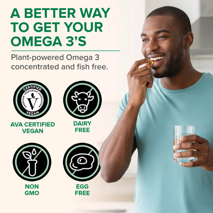 Zenwise Vegan Omega-3 Supplement – Algae-Derived EPA/DHA/DPA | Burpless, 120 Softgels