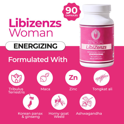 ZENZSUAL Libizenzs – Plant-Based Energy Support for Women | Caffeine-Free with Maca, Ashwagandha & Ginseng