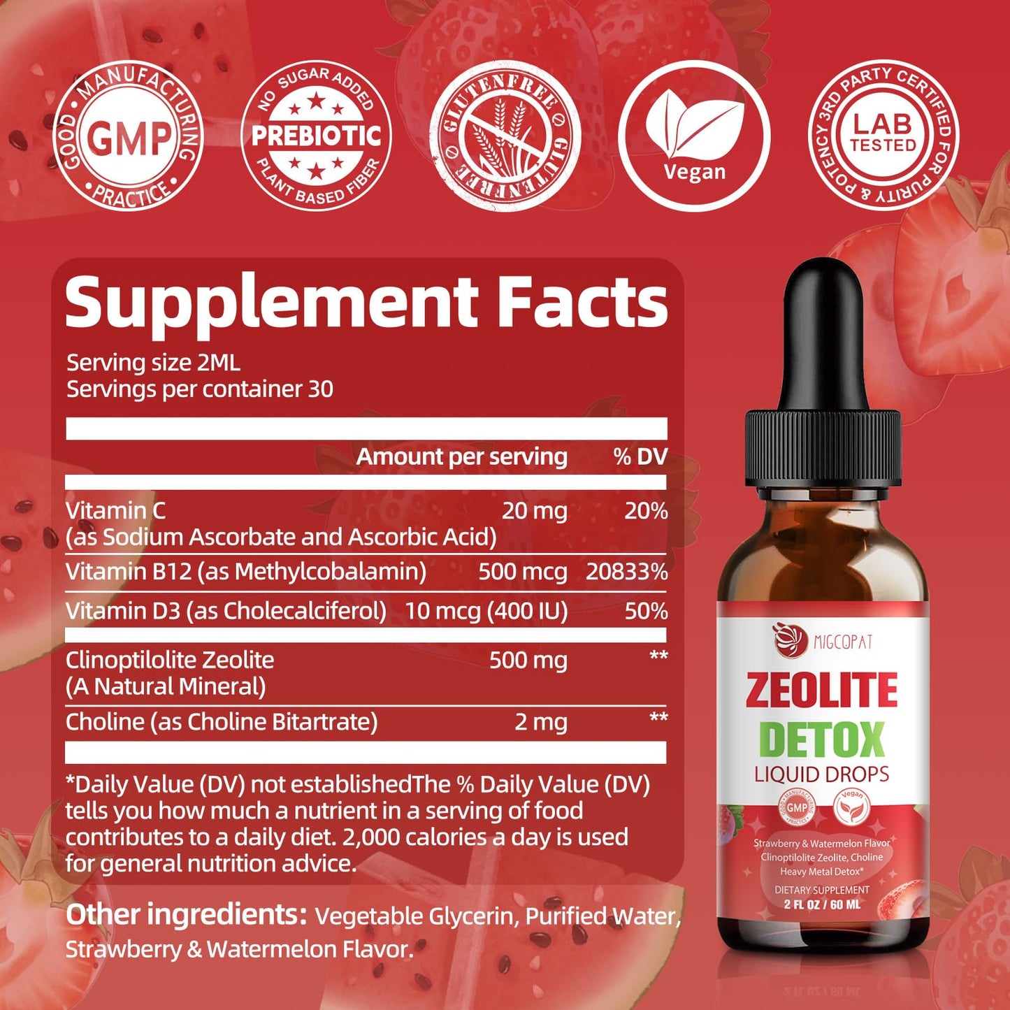 Zeolite Detox Drops with B12, D3 & Vitamin C – Heavy Metals Support (60ml)