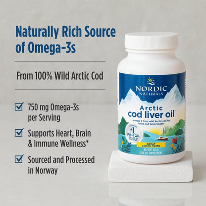 Nordic Naturals Arctic Cod Liver Oil Lemon - 90 Soft Gels (750 mg Omega-3)