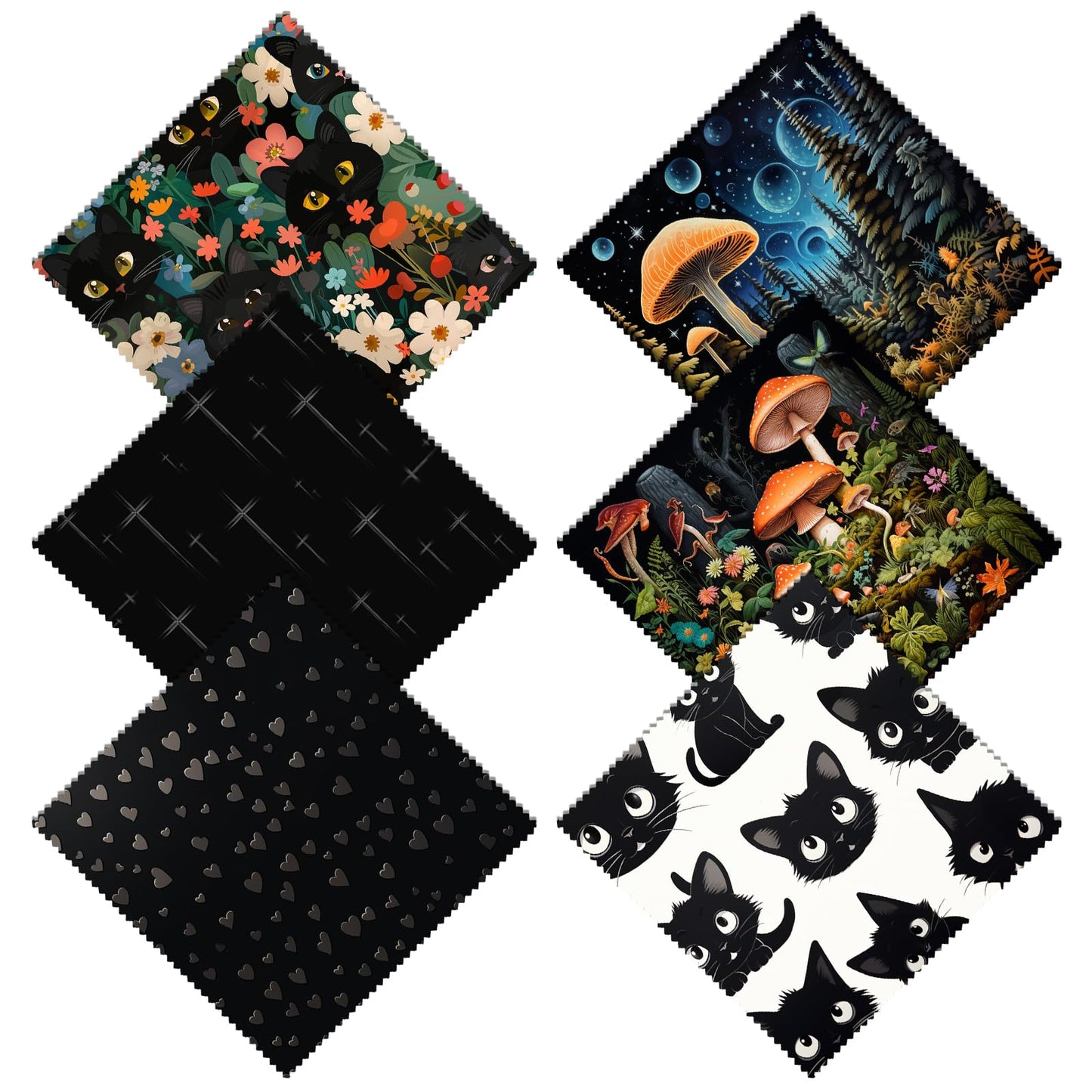 Zewurtuw 6-Pack Glasses Cleaning Cloth – Microfiber Lens Cloth 6.3x6.3 in Mushrooms Cat Pattern