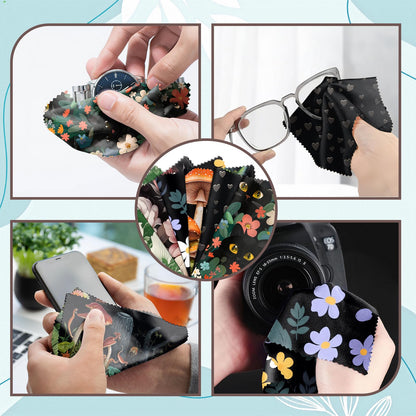 Zewurtuw 6 Pack Glasses Cleaning Cloths – 6.3 x 6.3 in Microfiber Lens Cloths for Glasses, Phones & Cameras – Green & Black