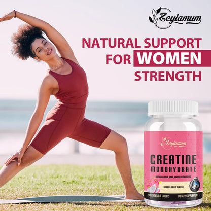 Zeylamum Creatine for Women | 3G Chews with BCAA & Hydrolyzed Collagen (Sugar-Free, Vegan)