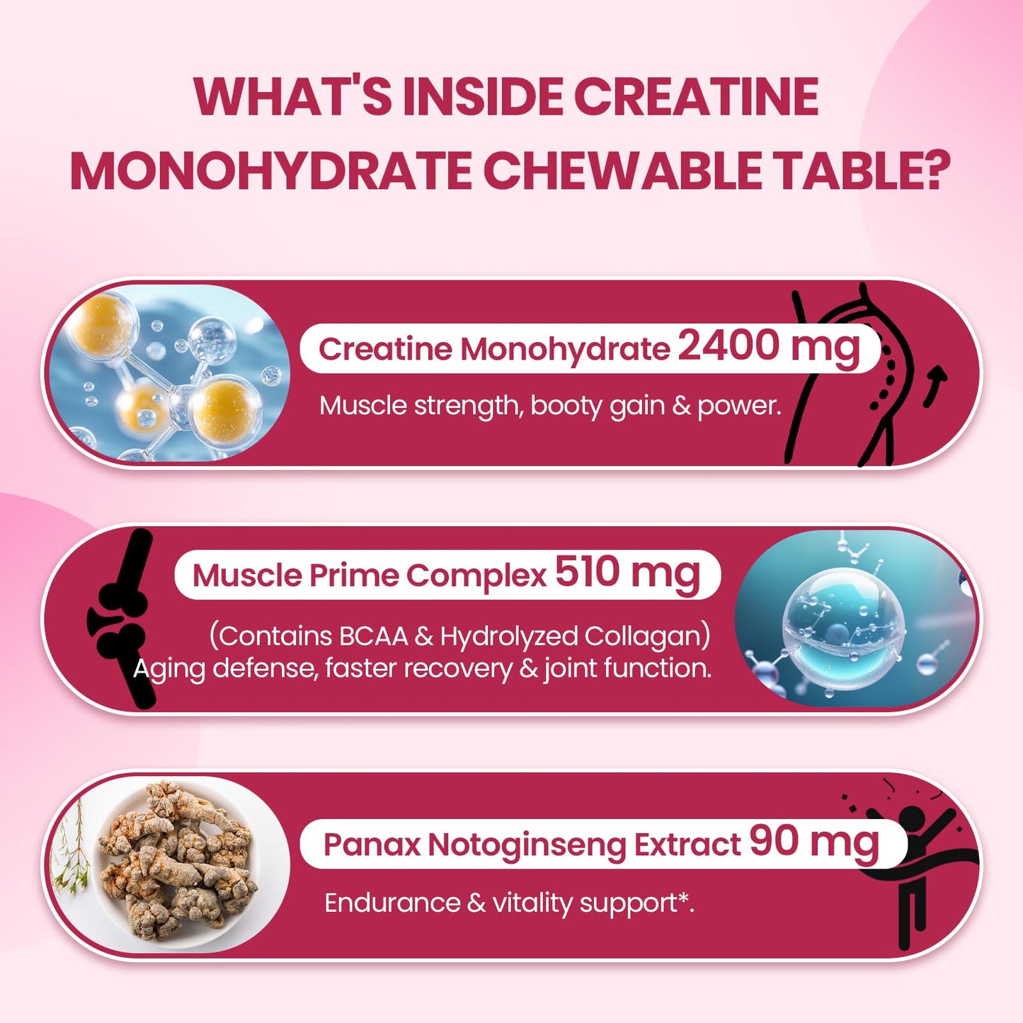 Zeylamum Creatine for Women | Hydrolyzed Collagen & BCAA | 3G Creatine Chews