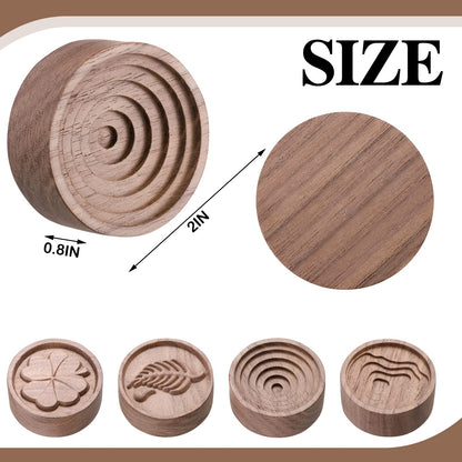 4 Pack Wood Essential Oil Diffusers – Car Aromatherapy, Round Wood Grain (Brown)