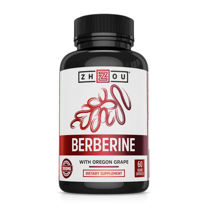 Zhou Berberine with Oregon Grape – Berberine 1000mg per Capsule | Gut Health & Metabolic Support | 60 Vegetarian Capsules