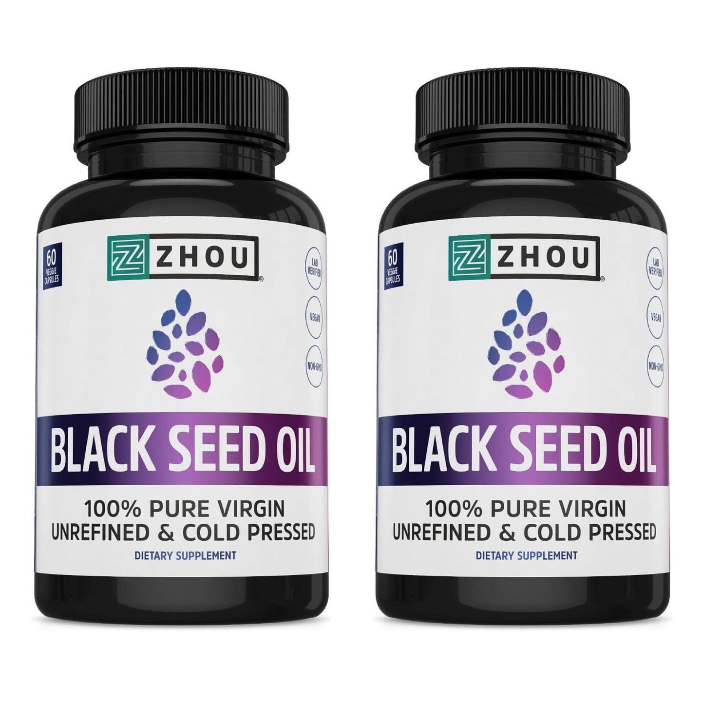 ZHOU Black Seed Oil Capsules – Cold-Pressed Nigella Sativa, 60 Capsules (Pack of 2)