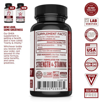 ZHOU Clarity & Vitality DHEA 50mg – Vegan Hormonal Balance, Healthy Aging | 60 Capsules
