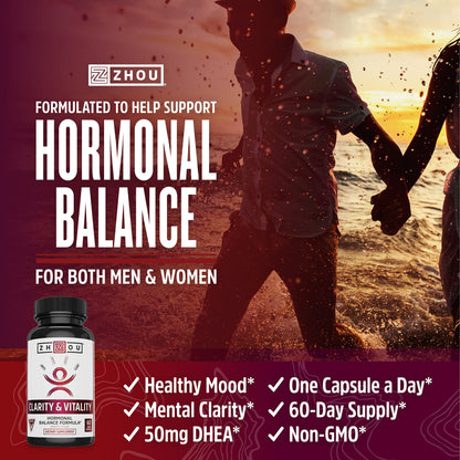 ZHOU Clarity & Vitality DHEA 50mg – Vegan Hormonal Balance, Healthy Aging | 60 Capsules