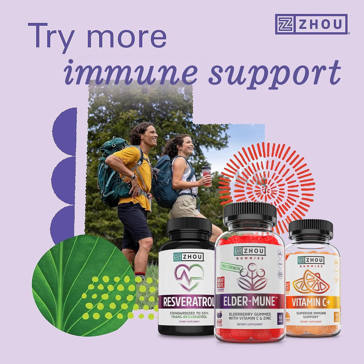 ZHOU Elder-Mune Elderberry Gummies – 125mg Sambucus Nigra, Vitamin C & Zinc | Immune Support for Adults & Kids 4+