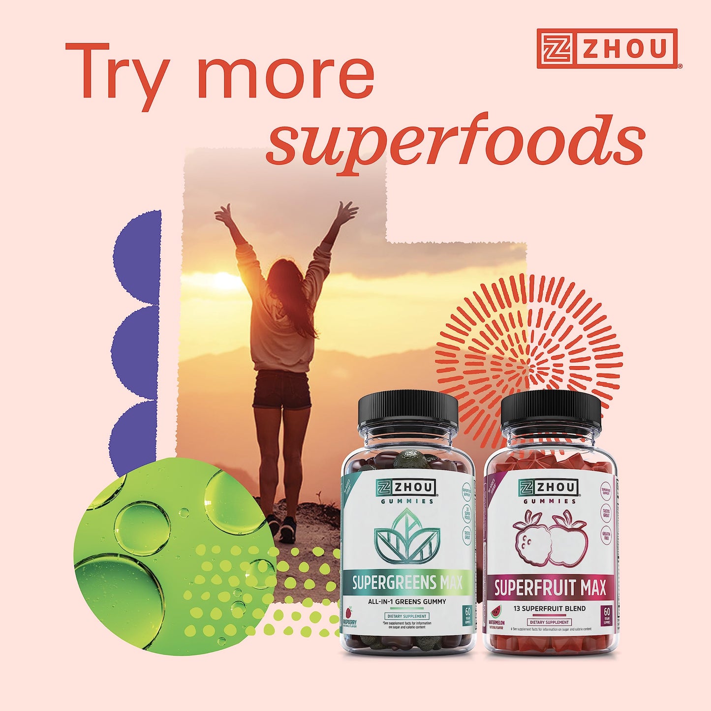 ZHOU Nutrition Superfruits Powder - USDA Organic Reds Antioxidant Superfood