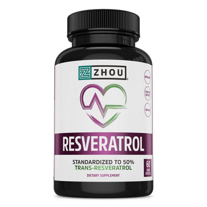 ZHOU Resveratrol 1000mg | Heart Health & Antioxidant Support | 60 Veggie Caps