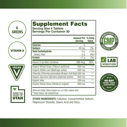 Zhou Total Greens - Super Greens Supplements, Daily Veggie Pills, 120 Tablets