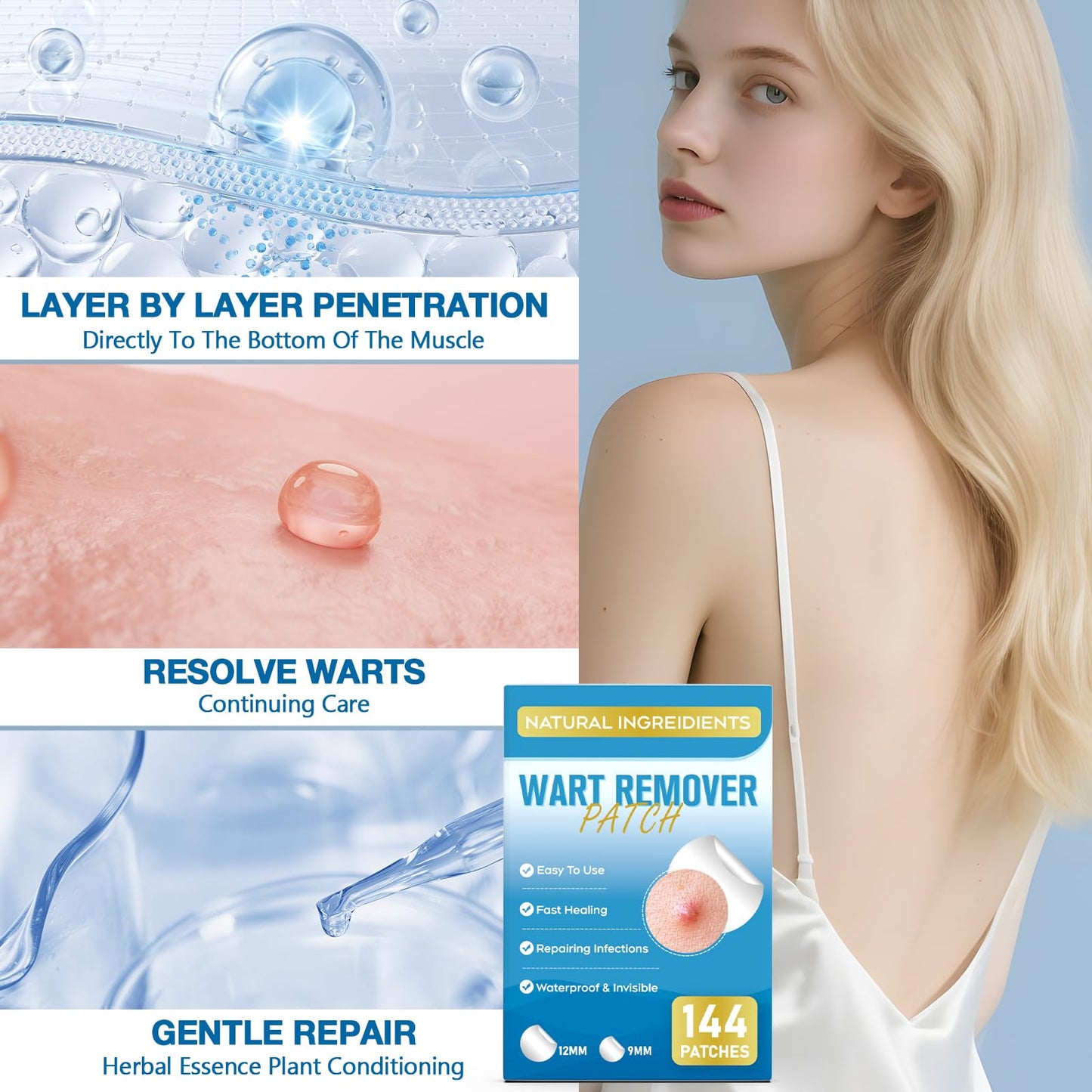 ZIHYO Wart Remover Patches – 144 Pcs, Gentle & Waterproof