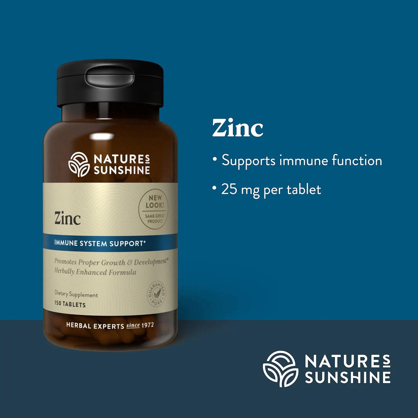 Nature's Sunshine Zinc 25mg, 150 Tablets | Immune Support with 167% DV Zinc