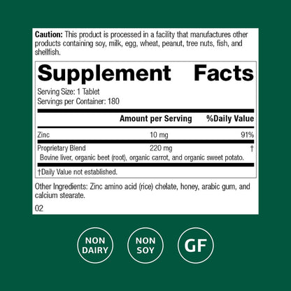 Standard Process Zinc Chelate – Immune Support, Skin Health & Gluten-Free (180 Tablets)