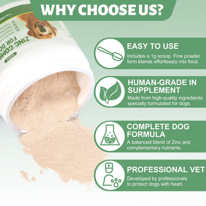 Zinc for Dogs – Skin & Coat Health, Immune Support, Digestion (200g)