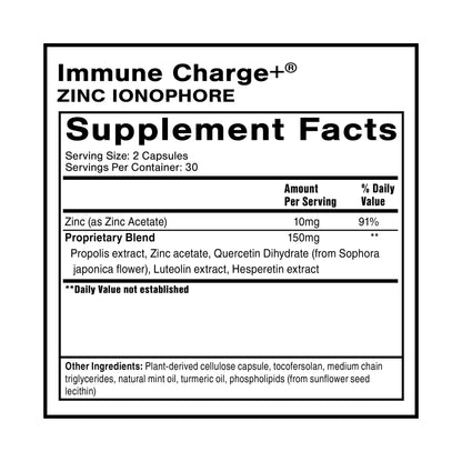 Quicksilver Immune Charge+ Zinc Ionophore – Zinc + Quercetin, Luteolin & Hesperetin (60 Capsules)