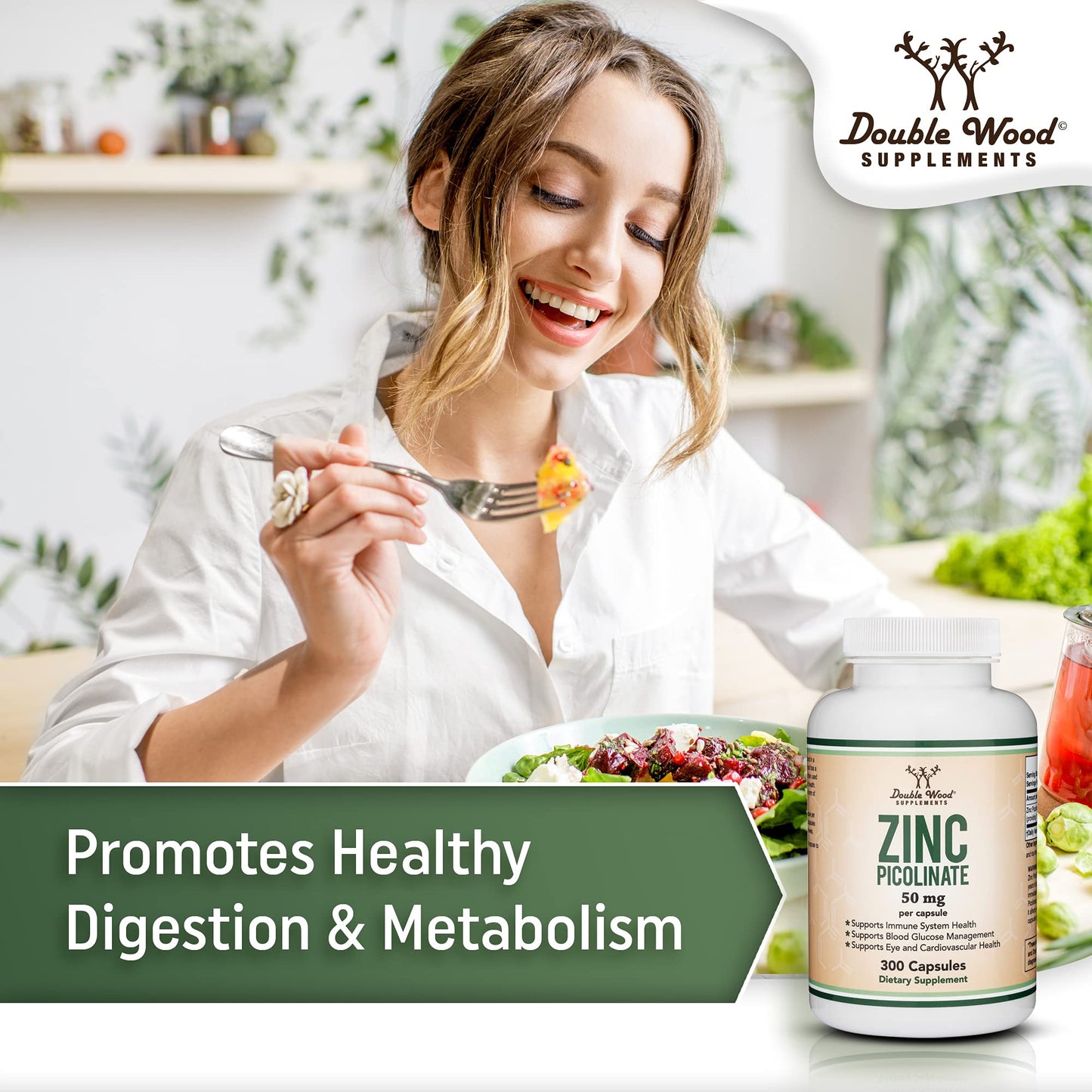Zinc Picolinate 50mg - 300 Caps | Immune Support | Non-GMO, Gluten Free