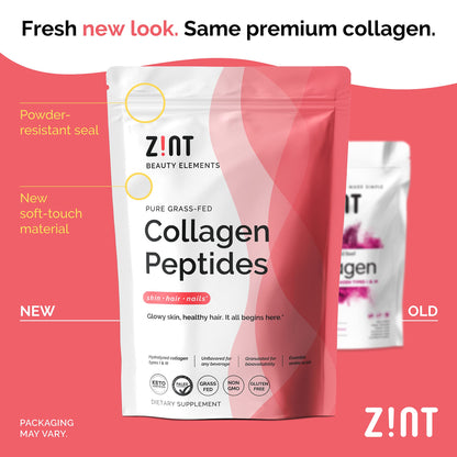 Zint Collagen Peptides Powder (32 oz) | Grass-Fed, Hydrolyzed Type I & III | Unflavored