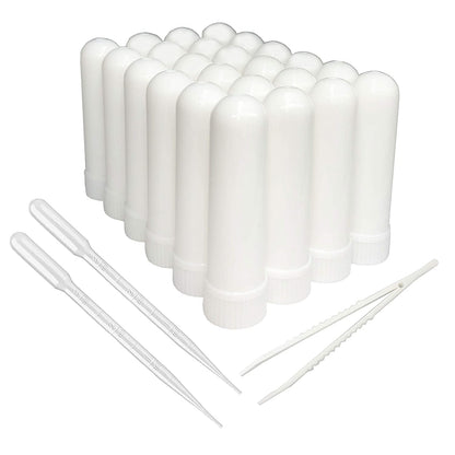 ZIOJOVK 24 Pcs Essential Oil Inhalers – Blank Plastic Tubes with Wicks, Droppers & Tweezers