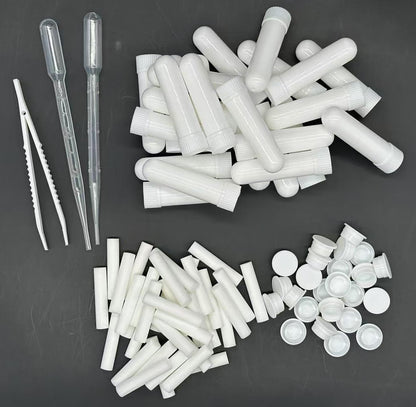 ZIOJOVK 24 Pcs Essential Oil Inhalers – Blank Plastic Tubes with Wicks, Droppers & Tweezers
