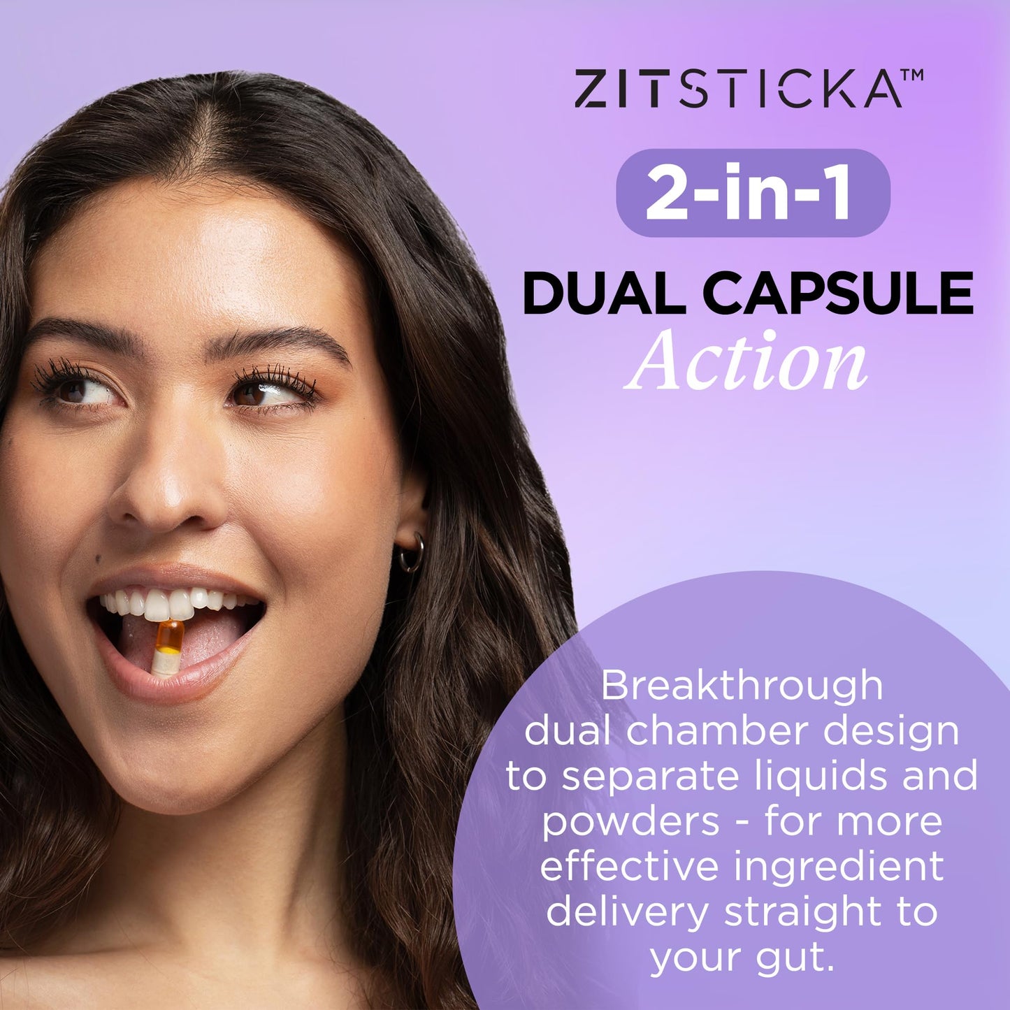 ZitSticka Vitamin Acne Supplement for Cystic Acne – 30 Natural Caps for Women & Men, Hormonal Support & Skin Clarity – Dermatologist Tested