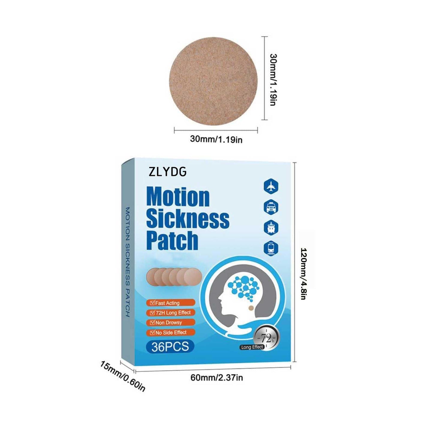 ZLYDG Motion Sickness Patch – 72 Pcs for Cruise & Travel