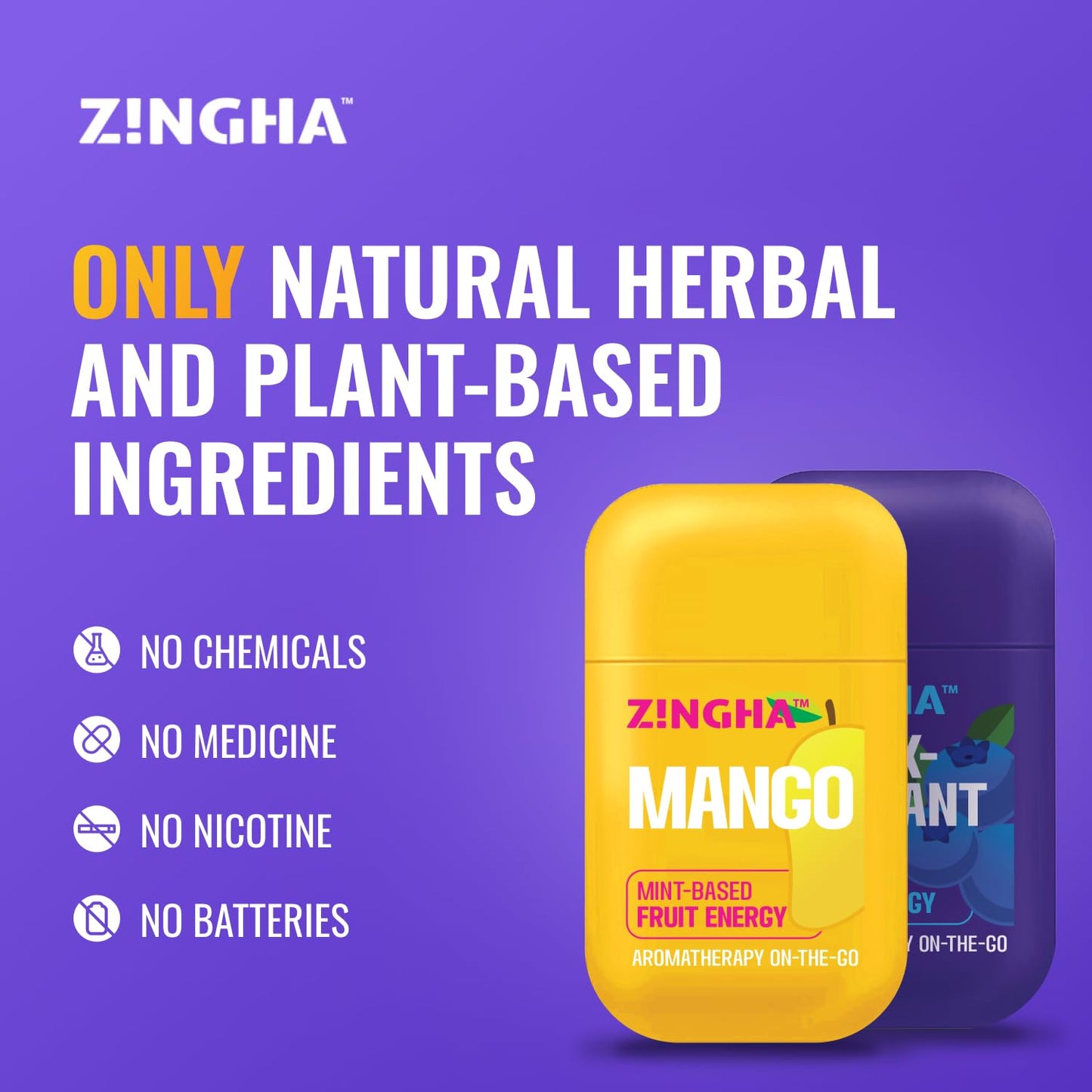 Z!NGHA Dual Nasal Inhaler Stick – Uplifting Peppermint Eucalyptus Lavender Blend | Portable Aromatherapy On The Go