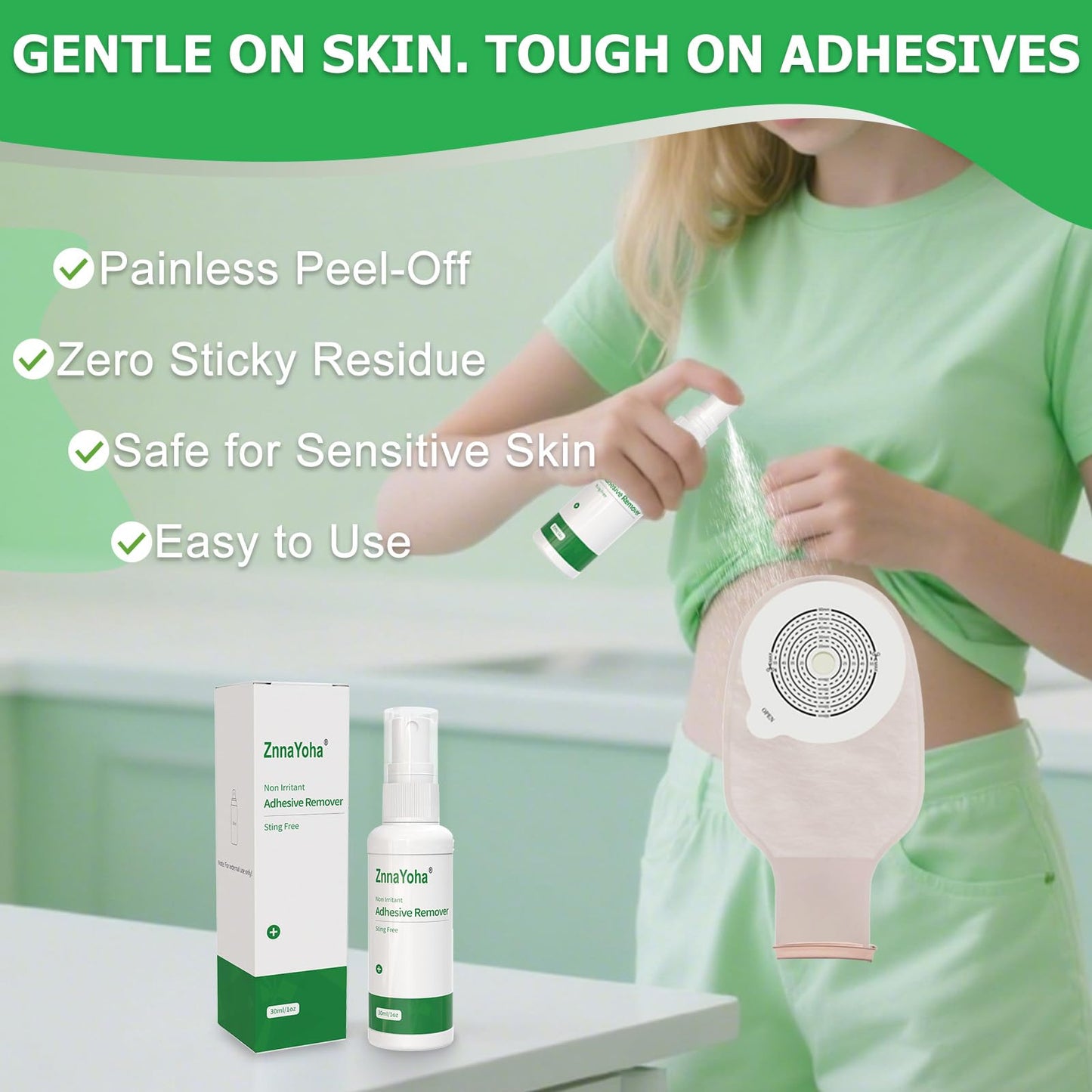 ZnnaYoha Adhesive Remover Spray – Gentle, Alcohol-Free 1oz/30ml