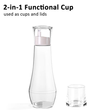 ZOBONETI Glass Mouthwash Dispenser – 8.8 oz, Set of 2, Cup Cap