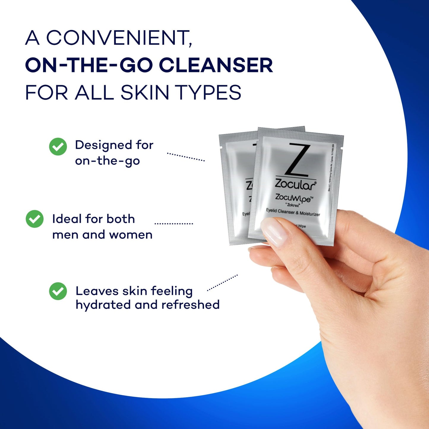 Zocular Zocuwipe Eyelid Wipes with Natural Okra Complex – Eyelid Cleanser & Moisturizer Pads (40ct)