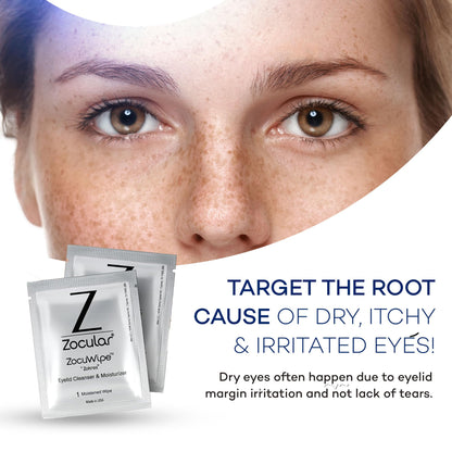 Zocular Zocuwipe Eyelid Wipes with Natural Okra Complex – Eyelid Cleanser & Moisturizer Pads (40ct)