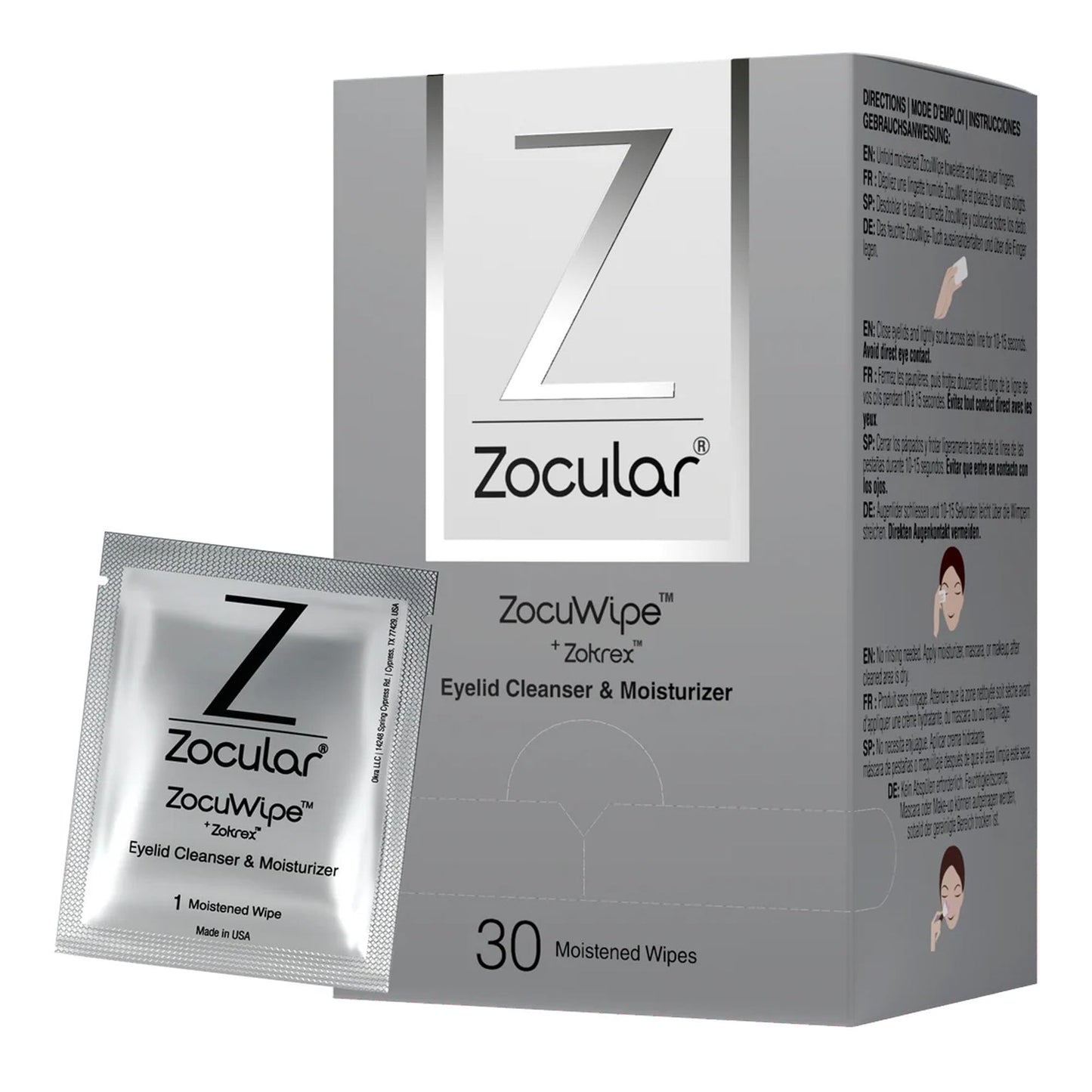 Zocular Zocuwipe Eyelid Wipes with Natural Okra Complex – 15ct