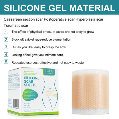 ZODENIS Medical Grade Silicone Scar Tape – 1.6” x 60” Scar Sheets (6–8 Month Supply)
