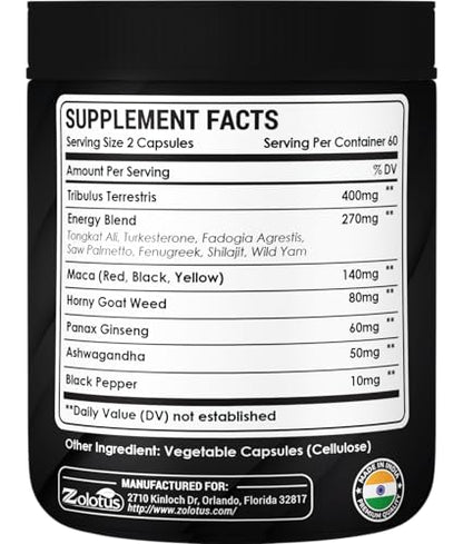 Zolotus 13in1 Tribulus Capsules with Maca, Panax Ginseng – 120 Caps