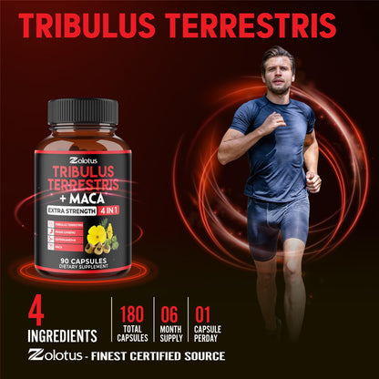 Zolotus 2 Packs Tribulus Terrestris with Maca Root Ashwagndha Root Panax Ginseng - 6 Months Supply
