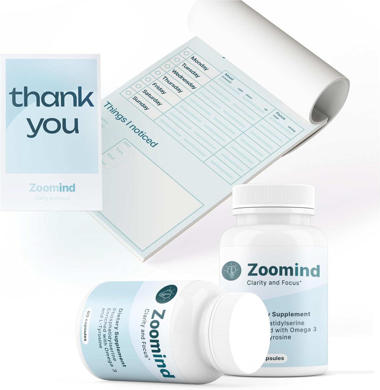 Zoomind Dietary Supplement - Clarity & Focus | Omega-3, Phosphatidylserine PS, L-Tyrosine | 60 Capsules